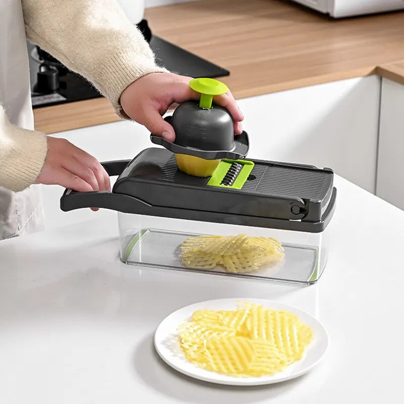 Multifunctional Vegetable Slicer with Basket 12-in-1 