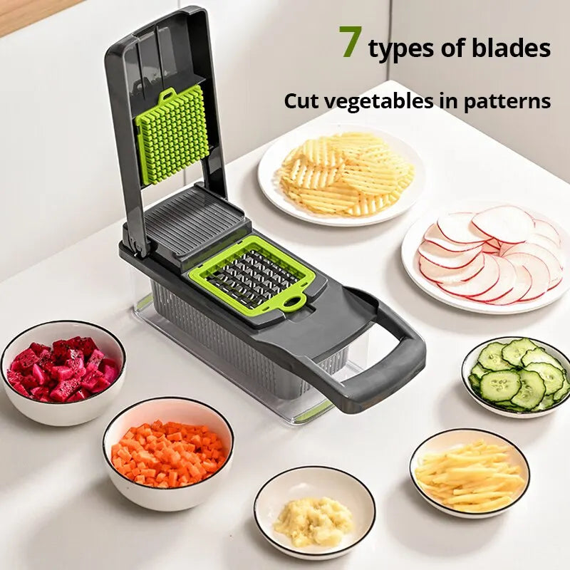 Multifunctional Vegetable Slicer with Basket 12-in-1 